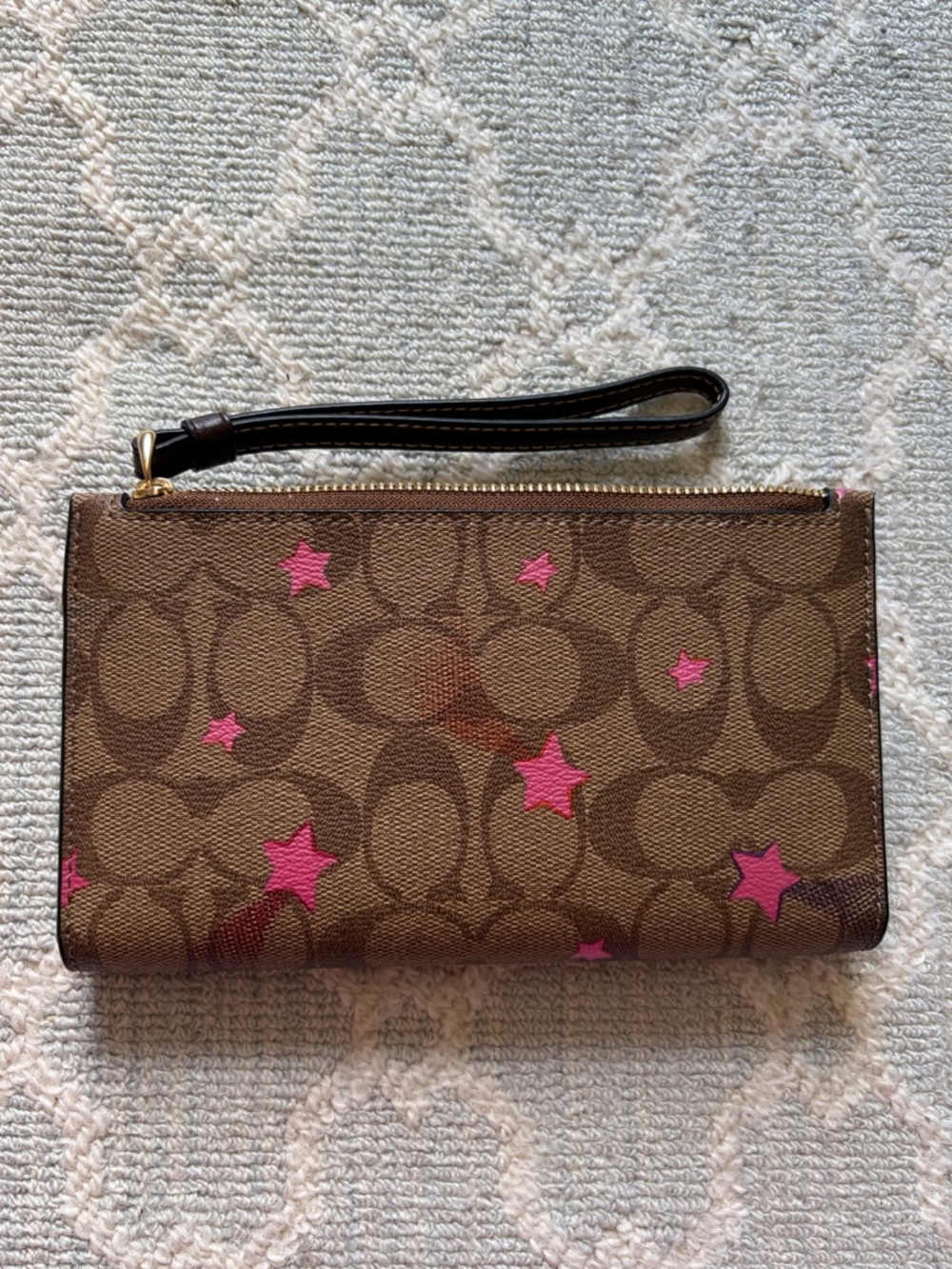 Coach Disco Star Print Brown Wristlet - Picture 4 of 9